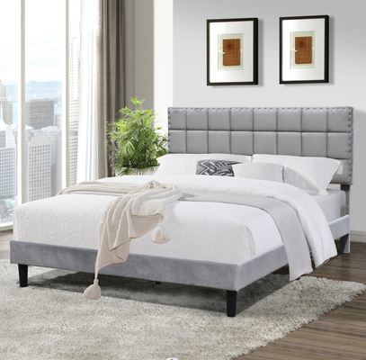 Quadro Grey With Adjustable Headboard Height escuro da cama do rei Size Upholstered Platform