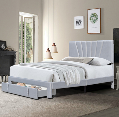 Couro estofado sem redução da tela da cama do armazenamento ergonômico com gaveta