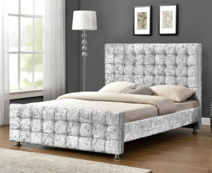 O OEM estofou o certificado da compatibilidade eletrónica do quadro da cama da tela de veludo de Grey King Size Bed Crush
