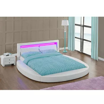 Rainha moderna/cama de plataforma redonda sem redução romântica com luz do diodo emissor de luz