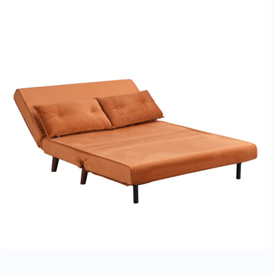 A dobradura dobro pequena Sofa Bed Orange Velvet Upholstered de 2 Seater roda o Daybed