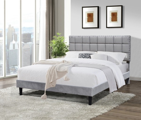 Quadro estofado tamanho Grey With Adjustable Headboard Height escuro da cama da rainha