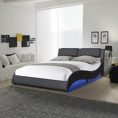 Quadro dado forma onda da cama de plataforma do coxim do quadro da cama do diodo emissor de luz com luz ajustável do diodo emissor de luz