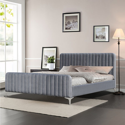 Cama de plataforma de madeira estofada moderna 160x200cm Grey Color King Size