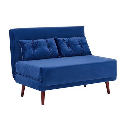 Tri Blue Velvet dobrável estofou o Daybed 2 Seater retira Sofa Bed