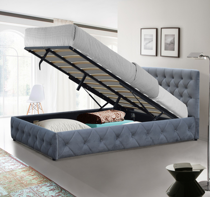 Estrado de cama otomano estofado de veludo de pelúcia cama king size armazenamento para quarto