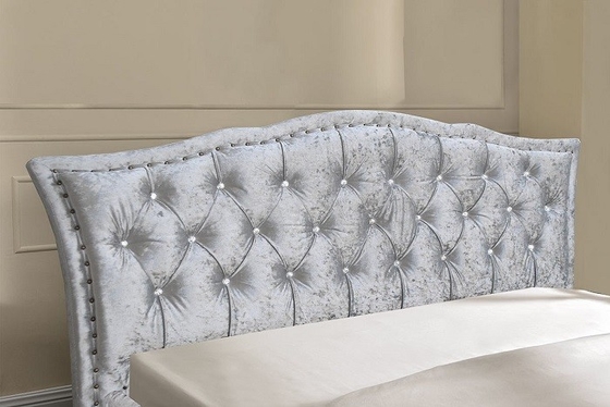 Quadro luxuoso da cama do rei Size Velvet Fabric com adornado e Crystal Headboard