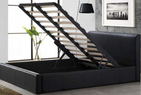 Cama sem redução do armazenamento do elevador de gás da cama de couro sintética alta da cabeceira