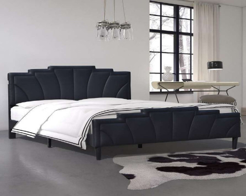 Forma especial couro moderno estofado do plutônio do rei Size Black do quadro da cama