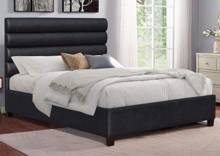 O rei moderno Size Upholstered Platform coloca com cabeceira preta