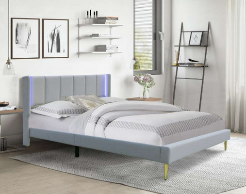 Cama de plataforma estofada feito a mão por atacado com a cabeceira clara colorida