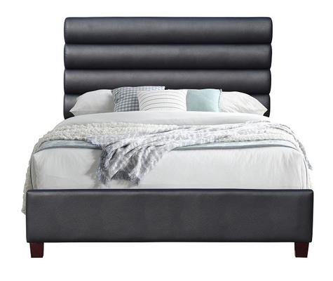 Quarto estofado de couro preto Funiture do tamanho da rainha do quadro da cama do plutônio