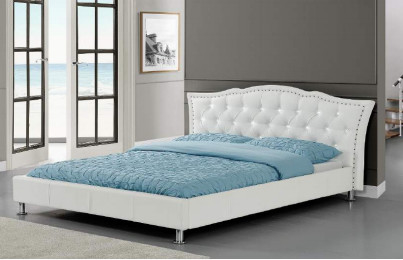 A cama de couro da madeira compensada do falso branco de Morden molda o único rei dobro Size Wholesale