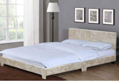 O quadro moderno da cama da madeira do rei Size Fabric Velvet Microfiber abotoa o acolchoamento