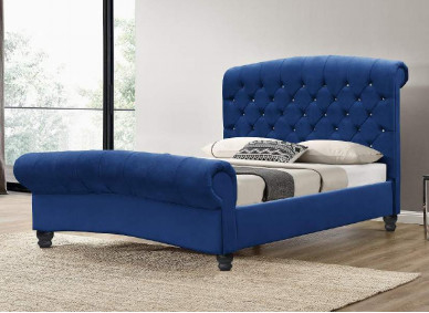 Durabilidade alta luxuoso do rei Size Bed Frame de Blue Velvet do otomano do OEM