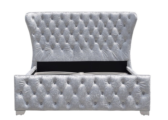 Quadro esmagado customizável do rei Home Furniture Bed de veludo com botões