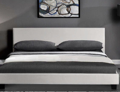 Luz estofada estilo da cama de plataforma de Europen - tela de linho marrom
