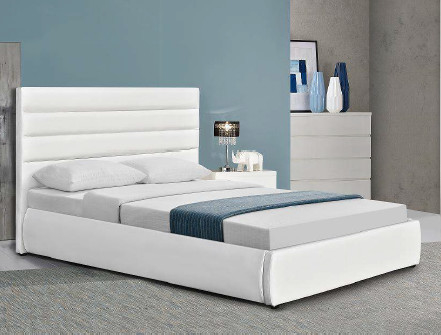 Tamanho opcional Quadro de cama branco estofado com armazenamento para dormir confortável