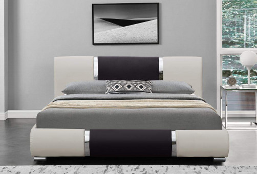 O falso minimalista do projeto da forma cobre para colocar a armação da cama preto e branco da curva do plutônio