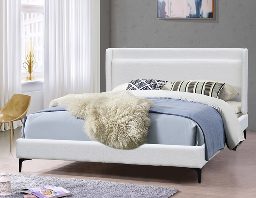 Modern Wingback Headboard Quadrado de cama Refeitado Queen Size Com Pés de Metal