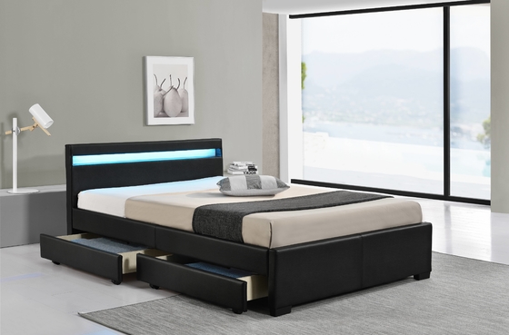 Cama de cama LED tem luzes LED para ajudá-lo a dormir e contém quatro gavetas de armazenamento
