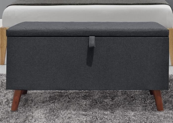 Grey Fabric Storage Ottoman escuro