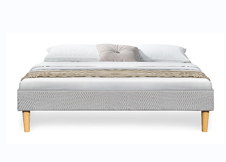 Quadro claro de Gray Linen Soft Upholstered Bed sem cabeceira