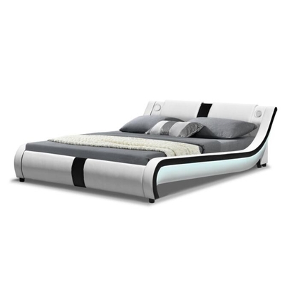 O falso moderno do diodo emissor de luz cobre de luxe do rei Bed Frame Curve estofado