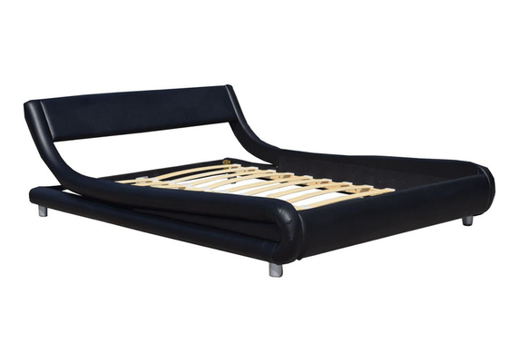 O falso preto cobre o quadro da cama do rei Single Curved Headboard da cabeceira do quadro da cama