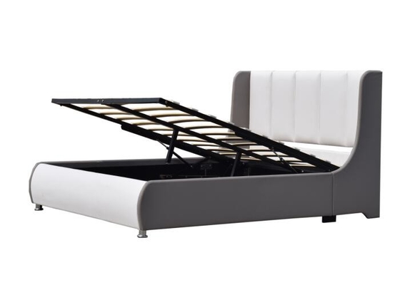 Do tamanho americano da rainha do quadro da cama do estilo do ODM o falso branco cobre com elevador de gás