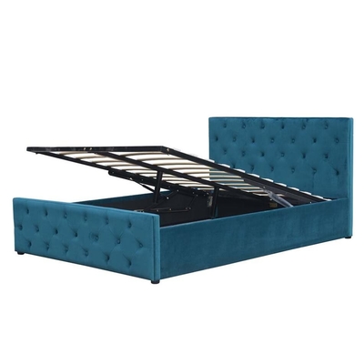 Rei adornado Footboard Size Gas Lift do botão da tela da cama do armazenamento da cabeceira