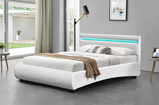 Quadro branco da cama do couro do plutônio do OEM com forma da curva da luz do diodo emissor de luz