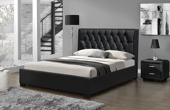 pé plástico adornado plutônio do preto do quadro da cama de rainha da cabeceira de 160*200cm