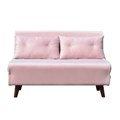 Madeira compensada cor-de-rosa da espuma de Seat Sofa Bed Folding Chair Fabric de veludo dois