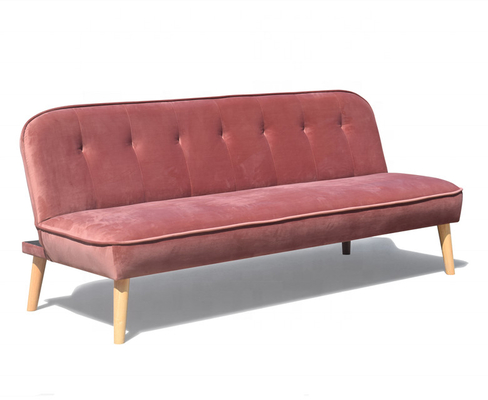 Tampa dobrável esmagada de Sofa Bed Dusty Rose Fabric de veludo com pé de madeira