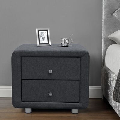 Linho de tabela estofado moderno Grey Velvet Nightstand da cabeceira da tela 2 gavetas