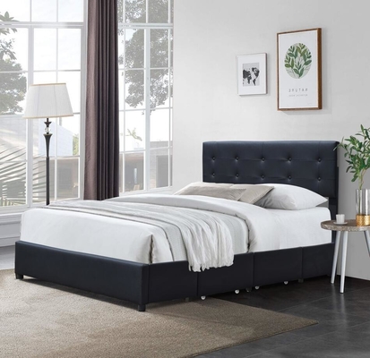 O falso branco estofado rainha do quadro da cama cobre a gaveta do metal quatro