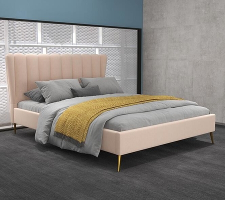 Tamanho dobro nível superior estofado da tela do quadro da cama com cabeceira de USB