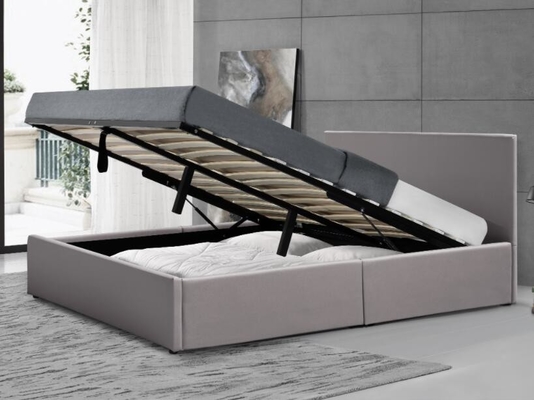 Dobro estofado Grey Plywood Faux Leather da cama do armazenamento do elevador de gás