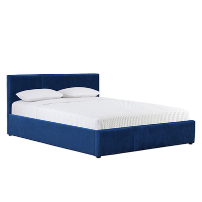 Blue Velvet estofou o rei Size Plywood Material da cama do armazenamento do elevador de gás