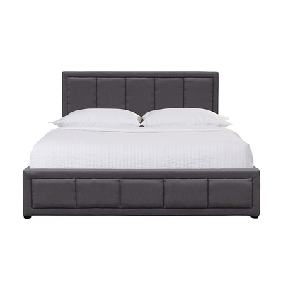 Material da madeira compensada do tamanho da rainha da cama de Grey Upholstered Gas Lift Storage com cabeceira de linho