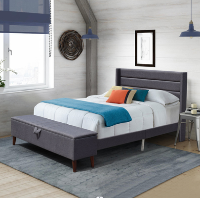 Veneziana de madeira durável estofada tamanho do quadro da cama da rainha com otomano do armazenamento