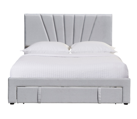 Couro estofado sem redução da tela da cama do armazenamento ergonômico com gaveta