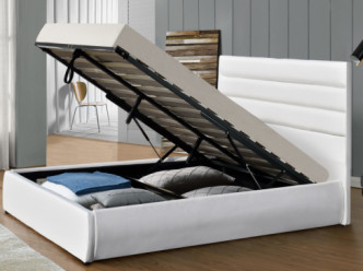 ODM branco do OEM da cama do armazenamento do elevador de gás do quadro da cama da tela do plutônio do otomano