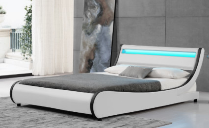 O diodo emissor de luz da tela do plutônio estofou o rei forte confortável Size da cor branca do quadro da cama