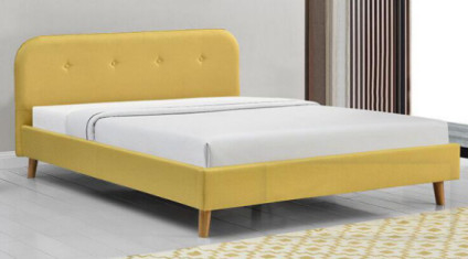 Quadro de Sunny Yellow Linen Fabric Bed estofado com certificação do CE da cabeceira