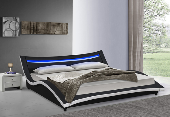 A madeira compensada estofada curvada de couro do quadro da cama do plutônio com o diodo emissor de luz fácil monta