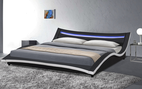 A madeira compensada estofada curvada de couro do quadro da cama do plutônio com o diodo emissor de luz fácil monta