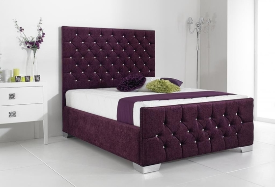 Da madeira dobro do tamanho do quadro da cama da tela de veludo do vinho tinto cama alta da cabeceira
