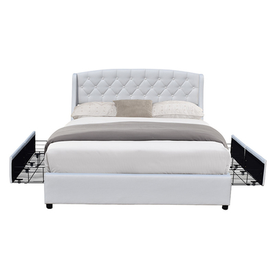 Cama de casal de madeira do MDF do tamanho moderno da rainha com a gaveta da caixa de armazenamento 4
